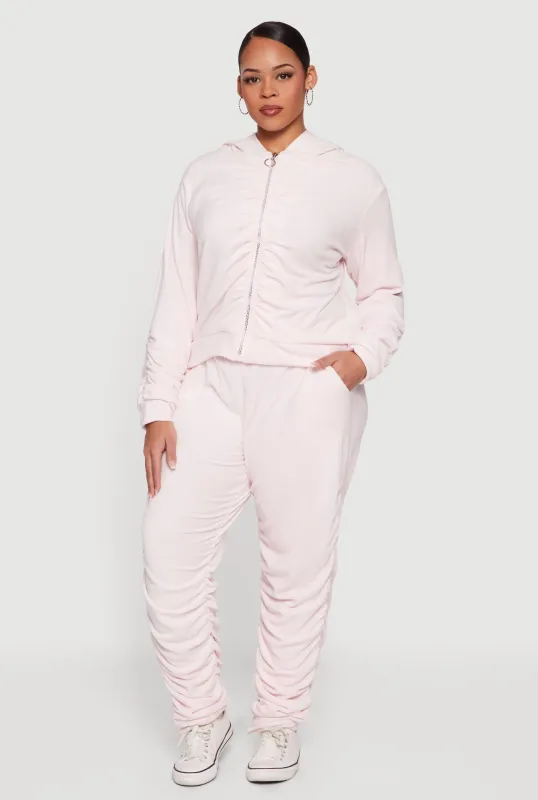 Plus Size Velour High Waisted Side Ruched Joggers sold by Rainbow