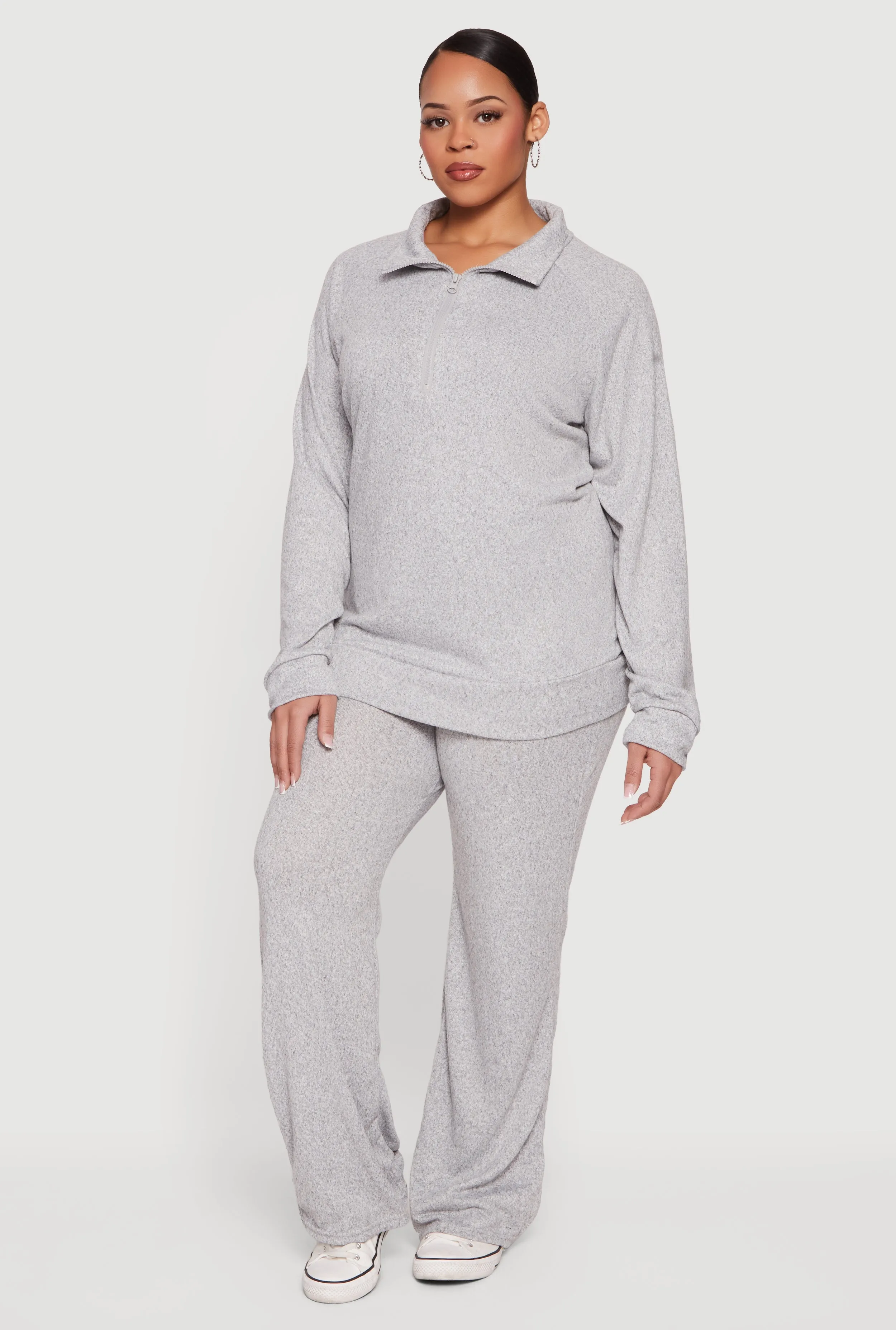 Plus Size Long Sleeve Quarter Zip Polo Top sold by Rainbow product image thumbnail 3