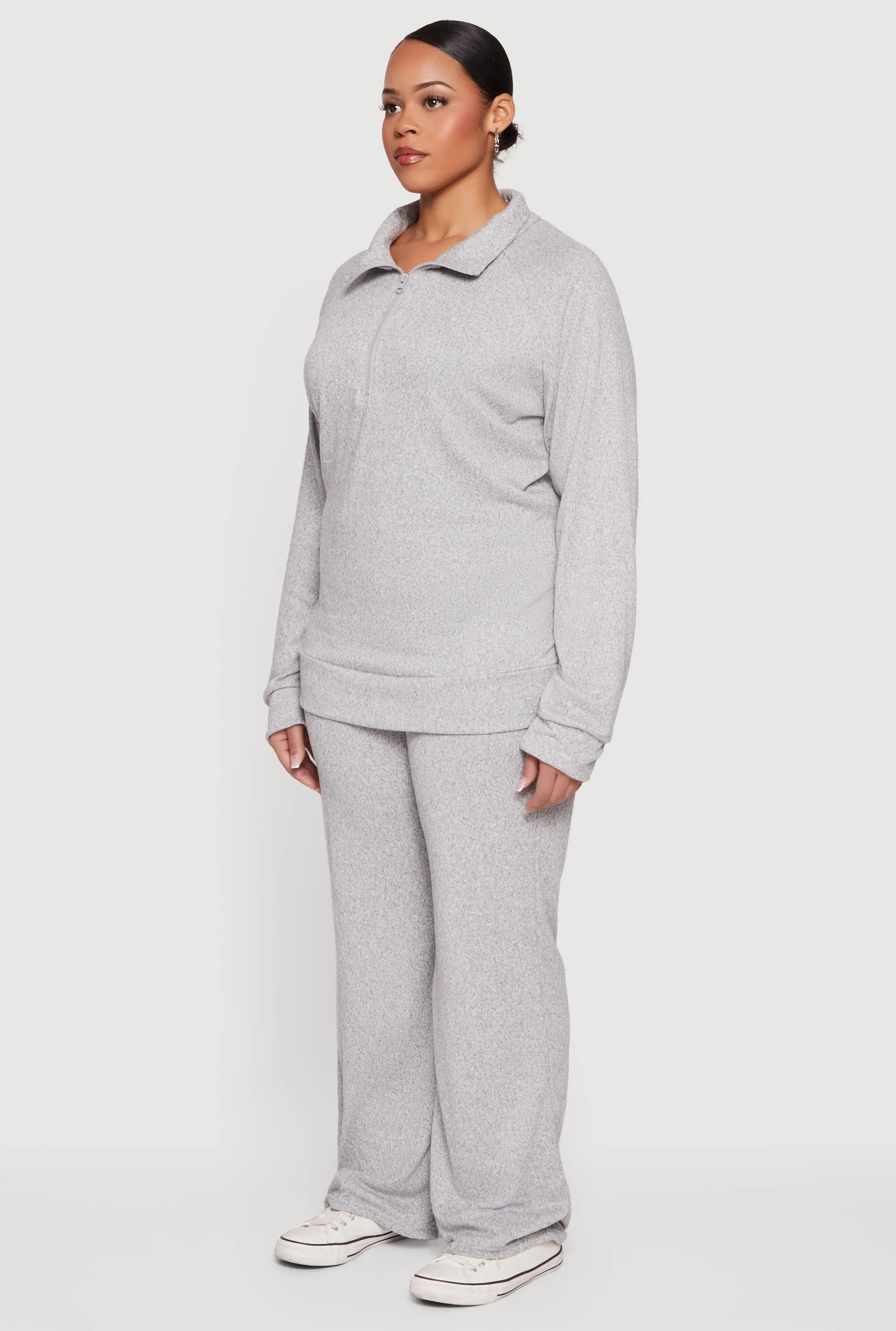 Plus Size Long Sleeve Quarter Zip Polo Top sold by Rainbow product image thumbnail 5