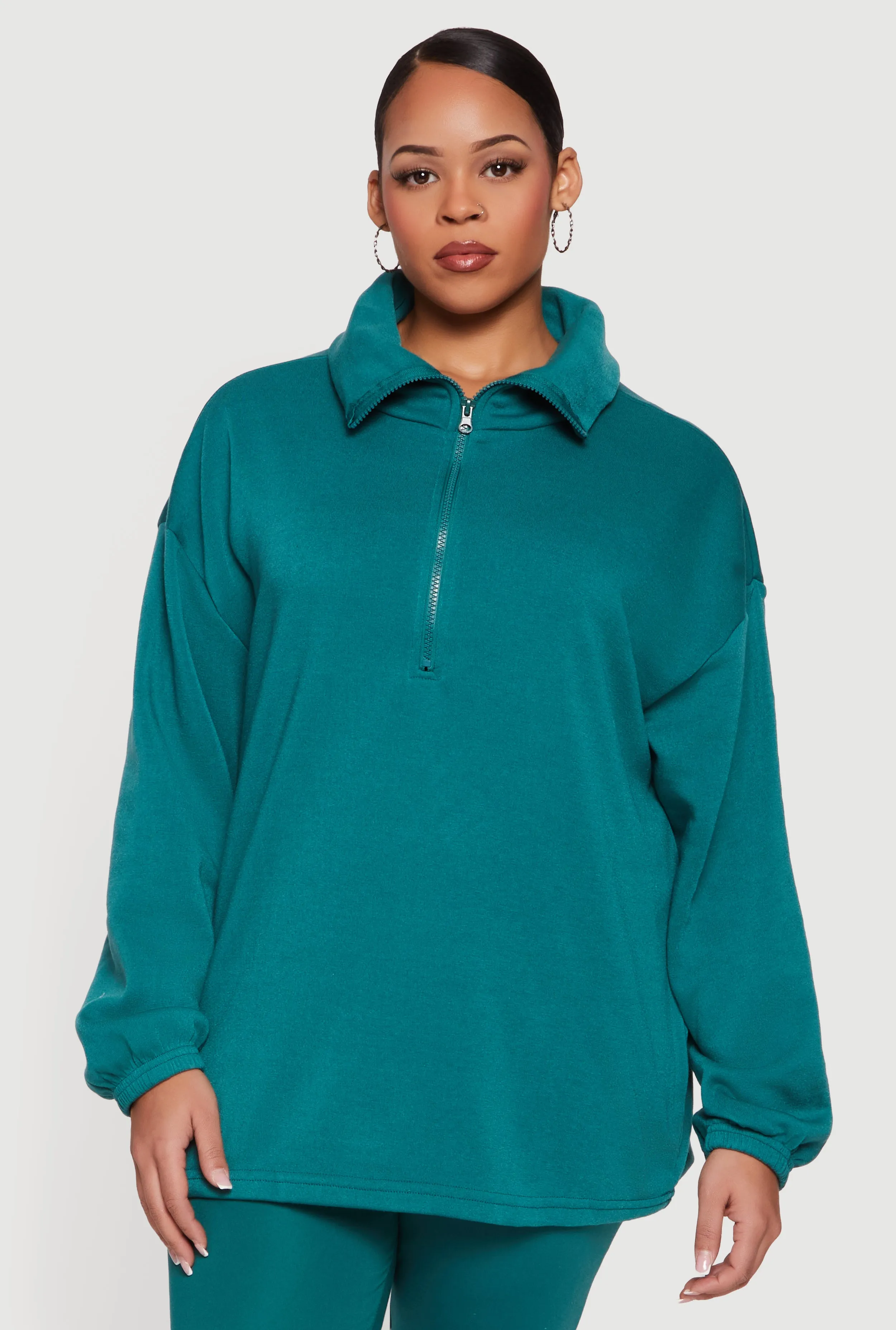 Plus Size Half Zip Long Sleeve Pullover sold by Rainbow product image thumbnail 4