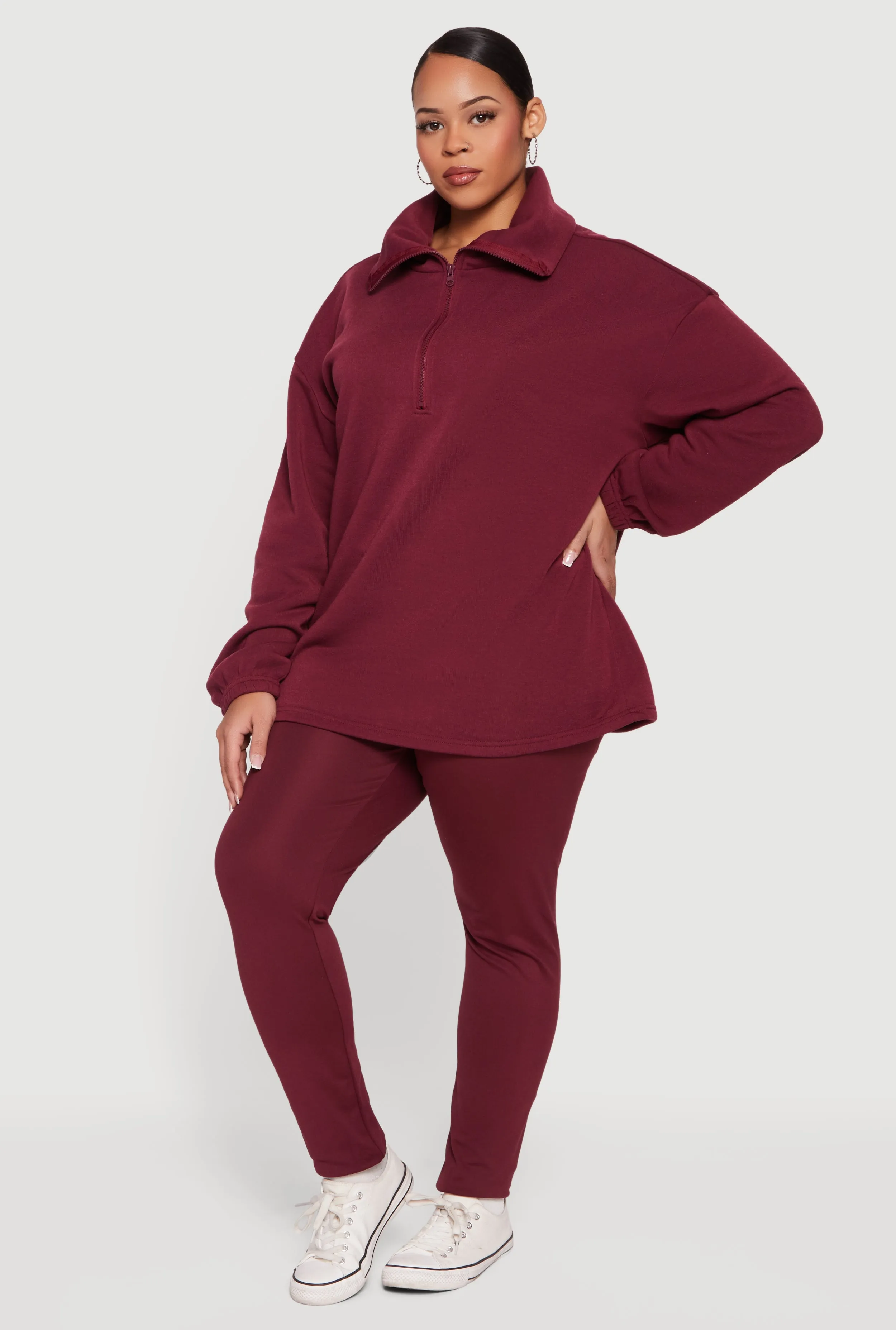 Plus Size Half Zip Long Sleeve Pullover sold by Rainbow product image thumbnail 2