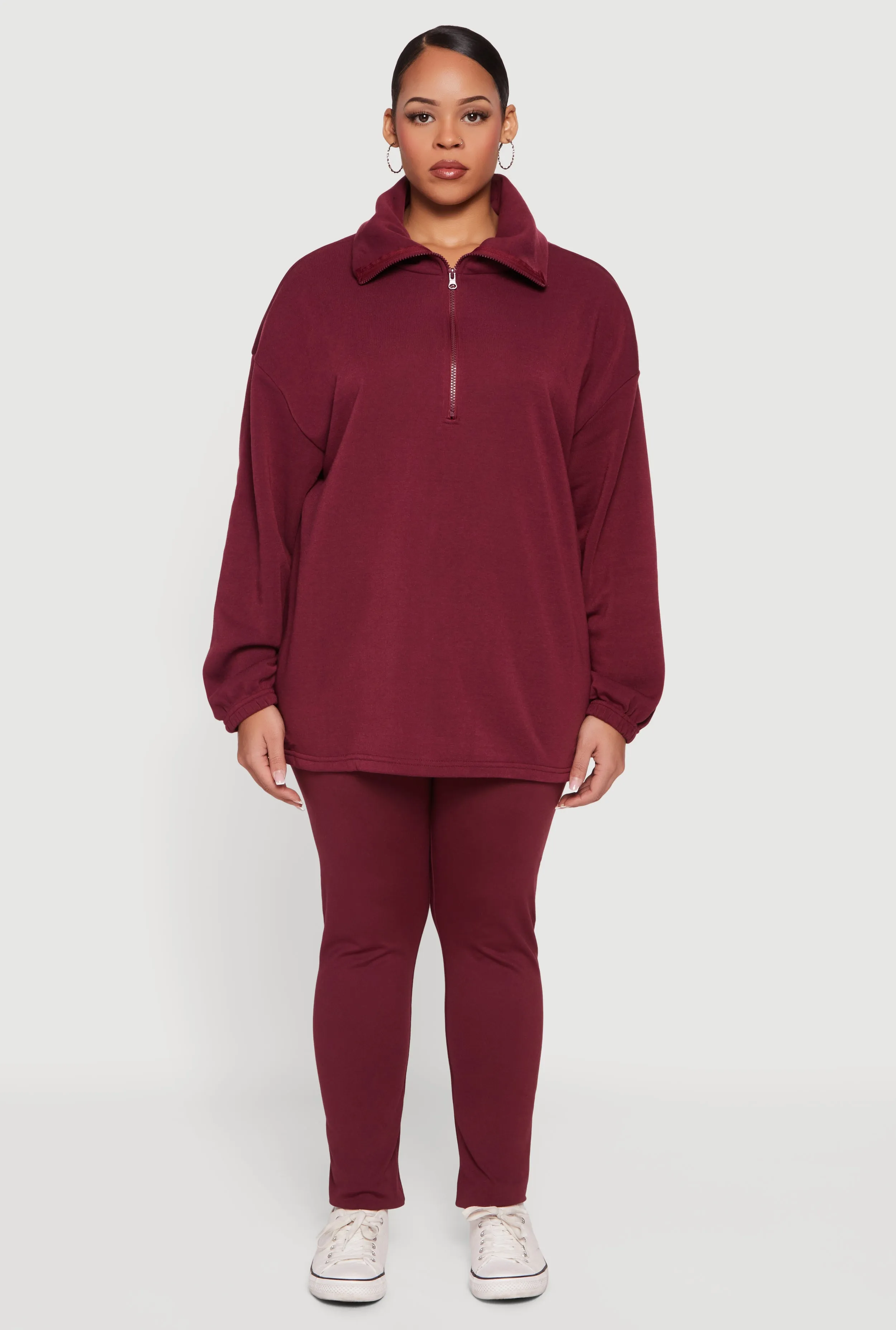 Plus Size Half Zip Long Sleeve Pullover sold by Rainbow product image thumbnail 3