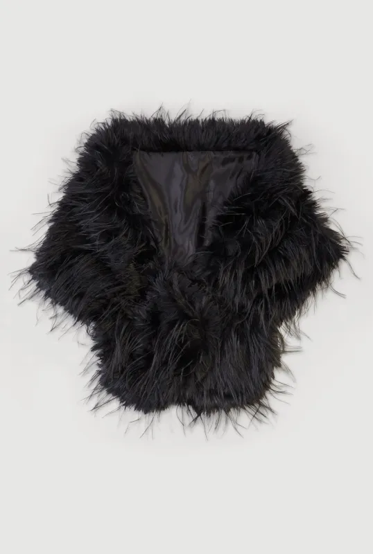 Off The Shoulder Shaggy Faux Fur Wrap Shawl sold by Rainbow