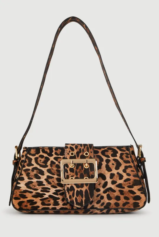 Leopard Print Buckle Detail Shoulder Bag sold by Rainbow