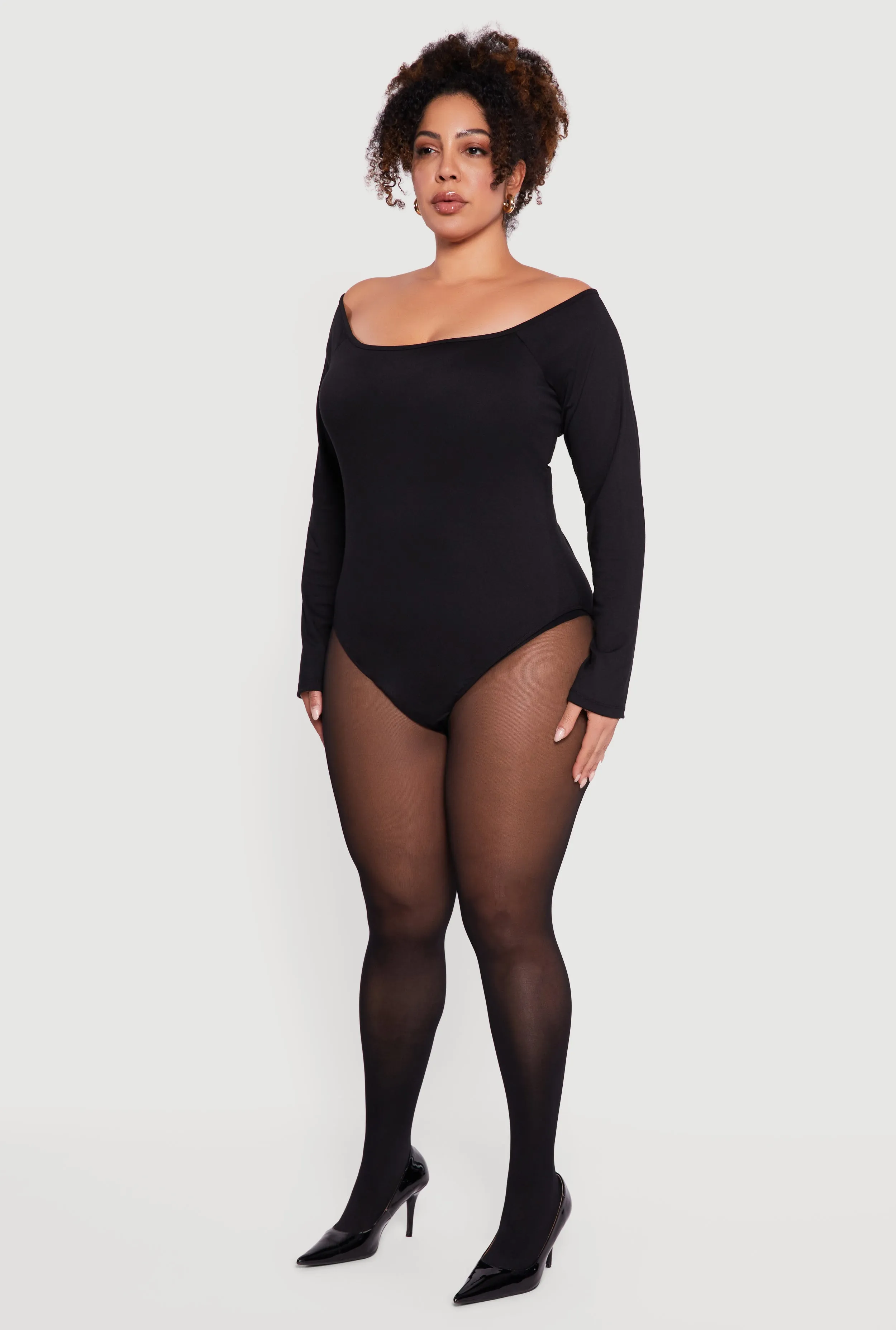 Plus Size Boat Neck Long Sleeve Bodysuit sold by Rainbow product image thumbnail 5