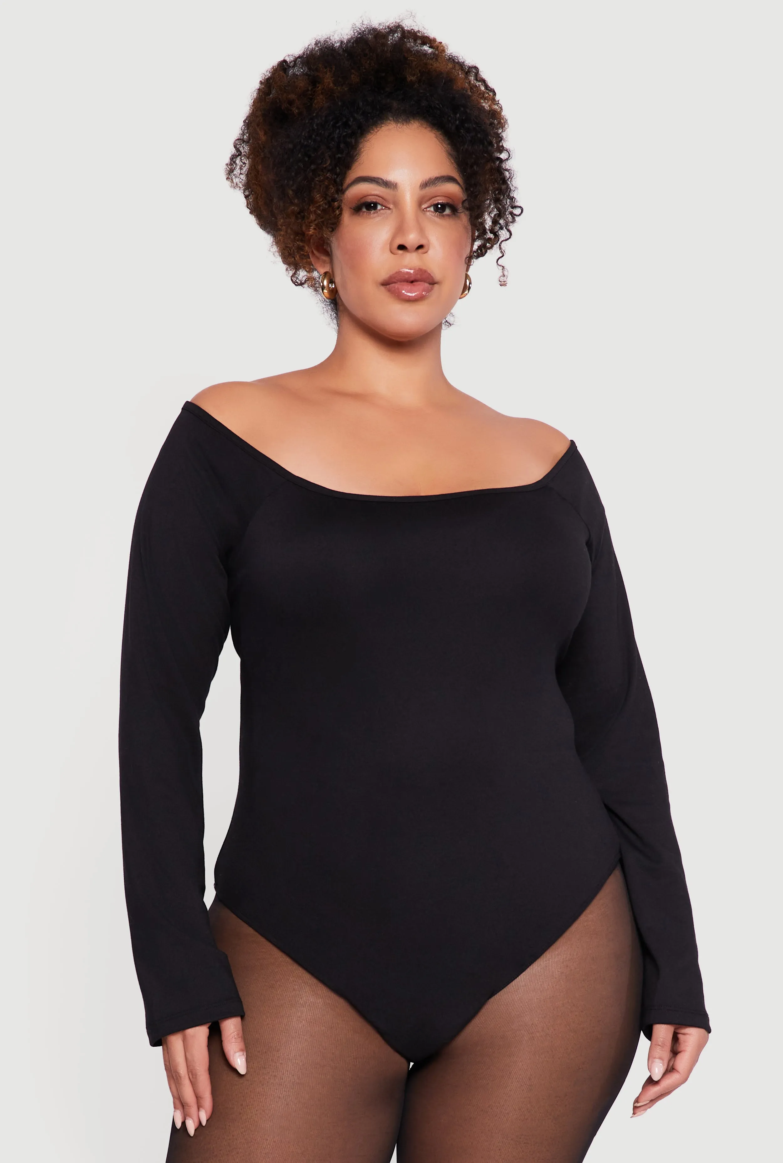 Plus Size Boat Neck Long Sleeve Bodysuit sold by Rainbow product image thumbnail 2
