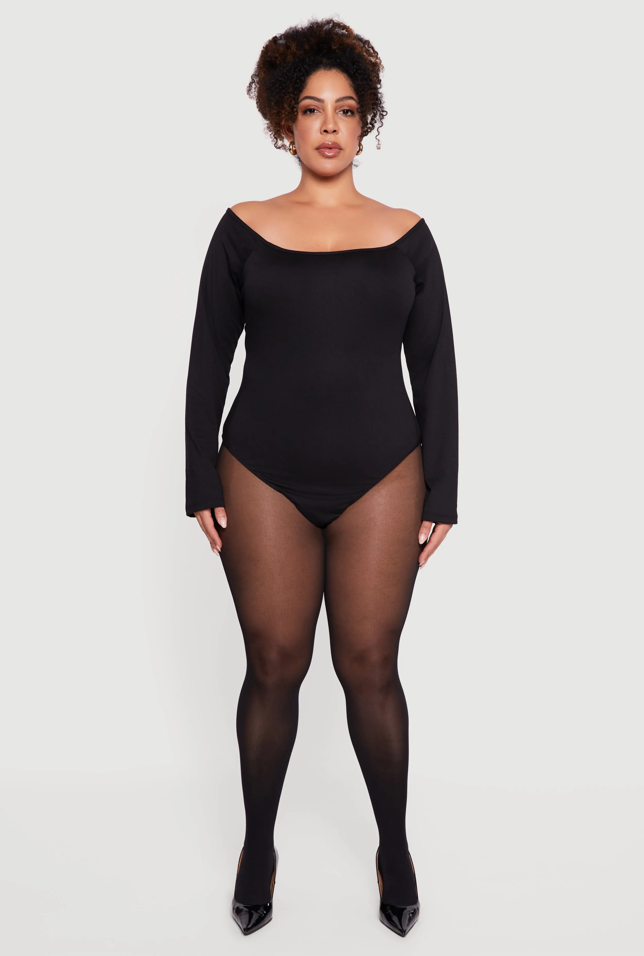 Plus Size Boat Neck Long Sleeve Bodysuit sold by Rainbow product image thumbnail 3
