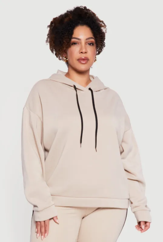 Plus Size Drawstring Hooded Drop Sleeve Sweatshirt sold by Rainbow