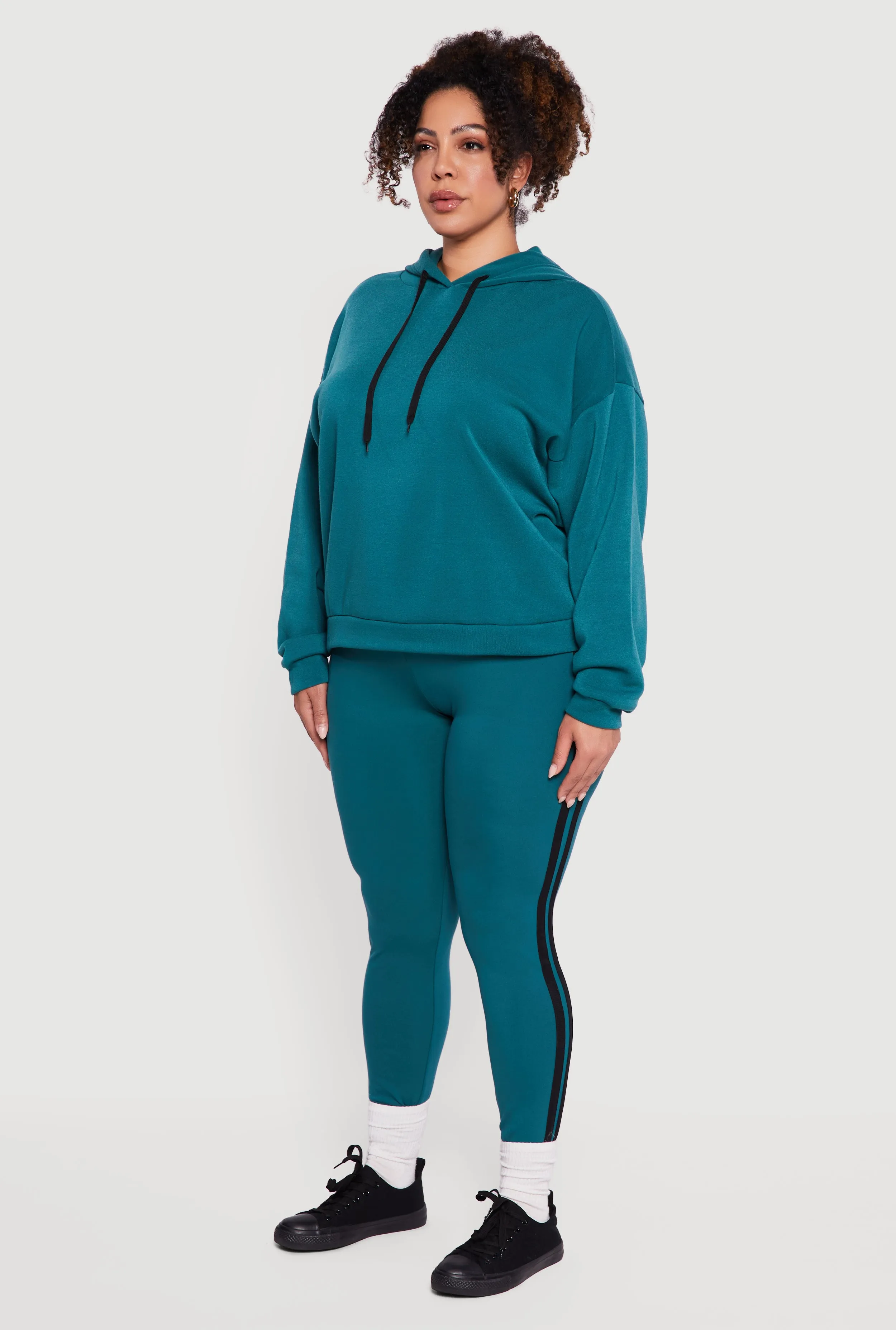 Plus Size Drawstring Hooded Drop Sleeve Sweatshirt sold by Rainbow product image thumbnail 5