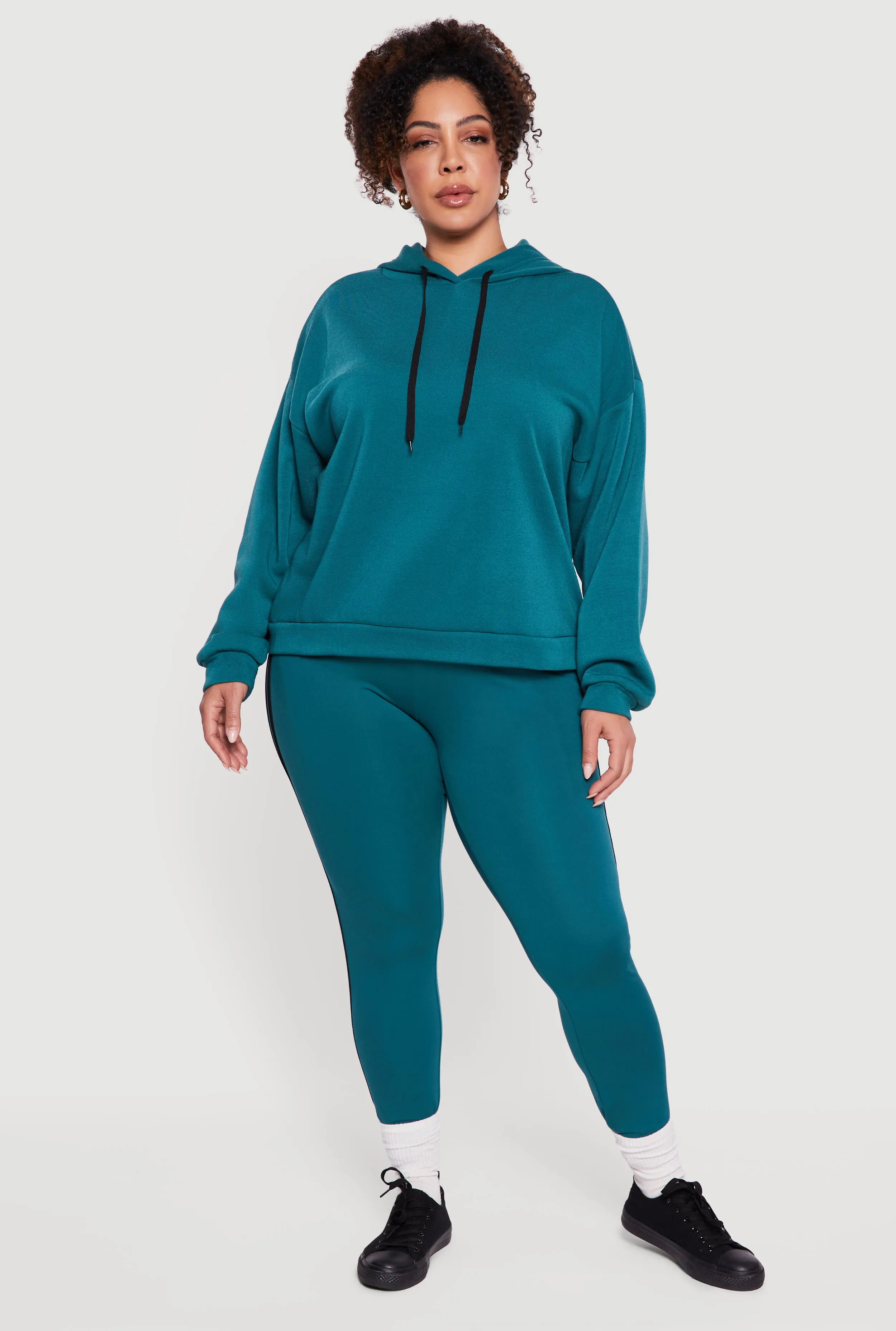 Plus Size Drawstring Hooded Drop Sleeve Sweatshirt sold by Rainbow product image thumbnail 2