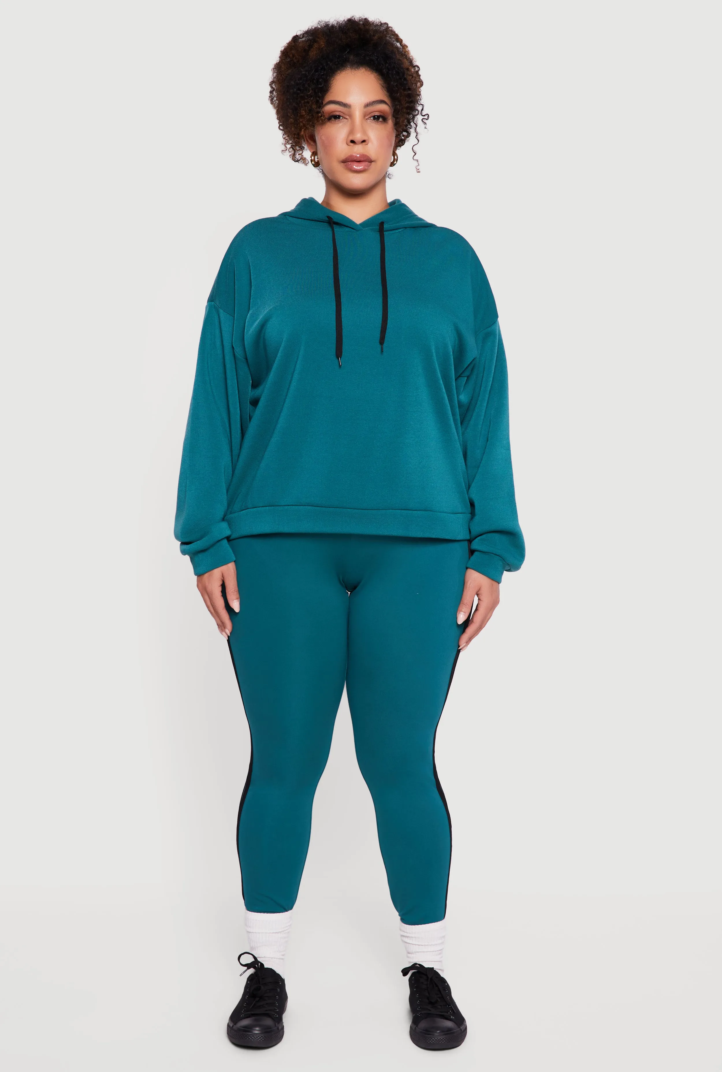 Plus Size Drawstring Hooded Drop Sleeve Sweatshirt sold by Rainbow product image thumbnail 3