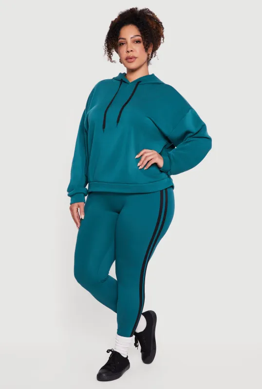 Plus Size Varsity Stripe High Waisted Leggings made by Rainbow