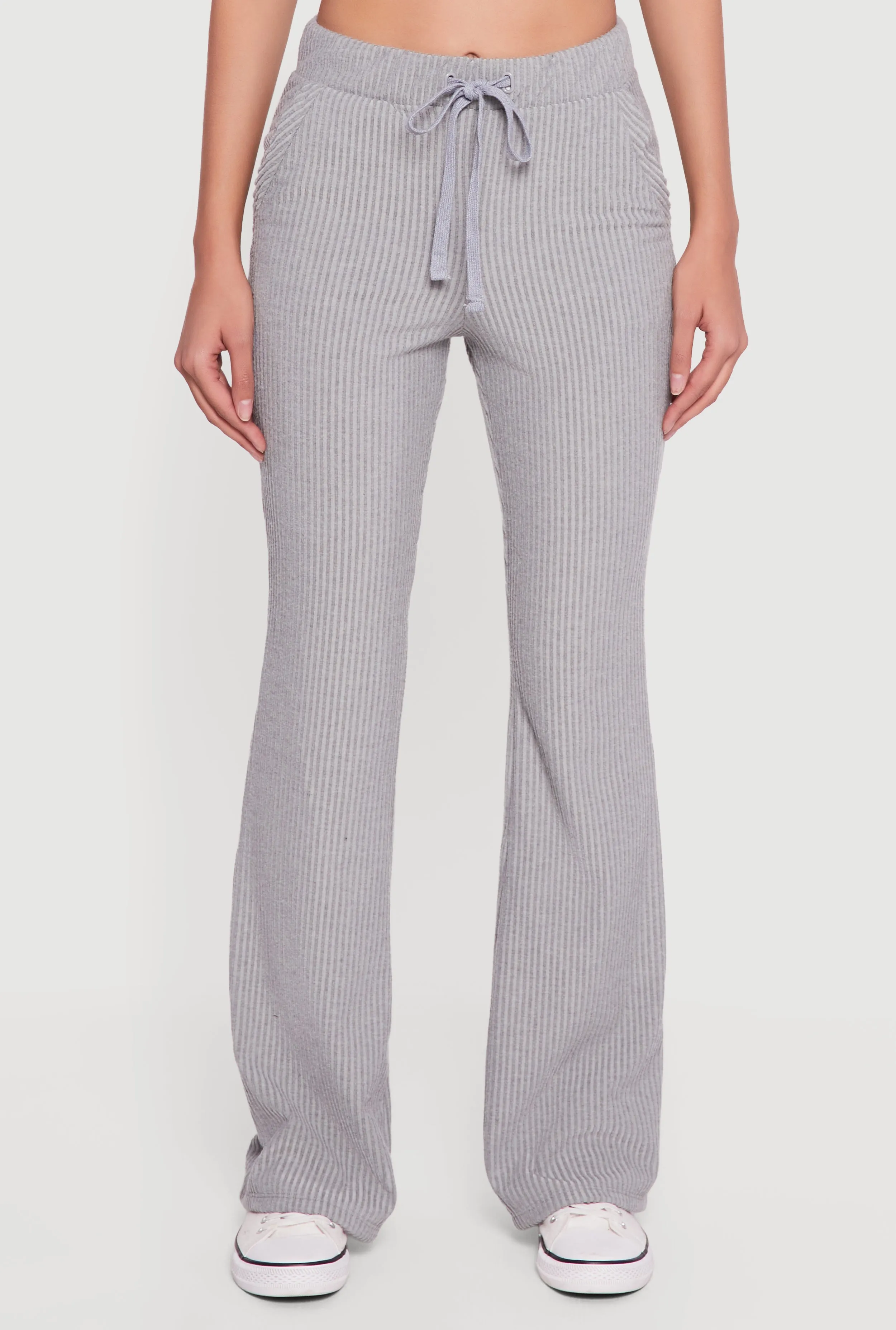 Brushed Rib Knit High Waisted Flare Leg Pants sold by Rainbow product image thumbnail 3