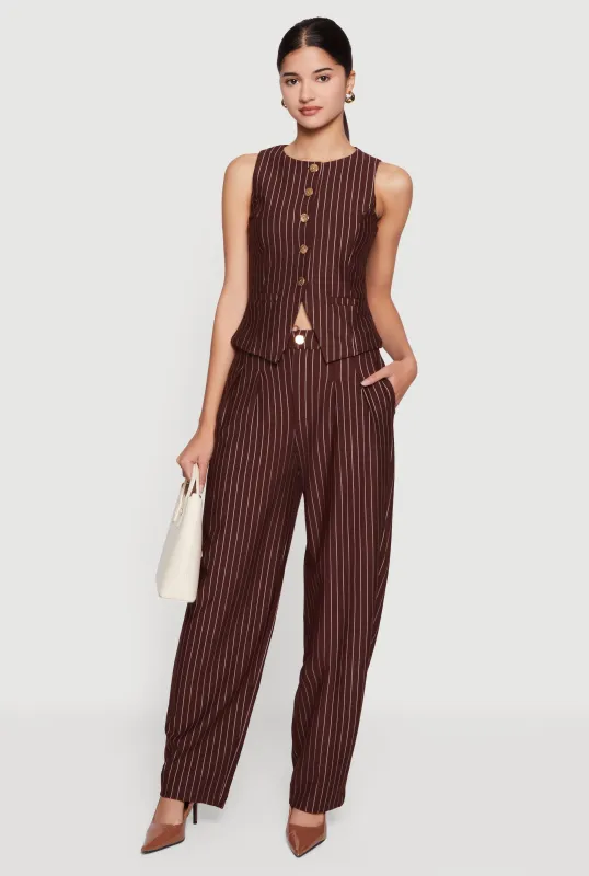High Waisted Pinstripe Wide Leg Dress Pants sold by Rainbow