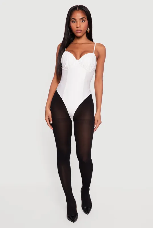 Solid Ruched Corset Bodysuit sold by Rainbow