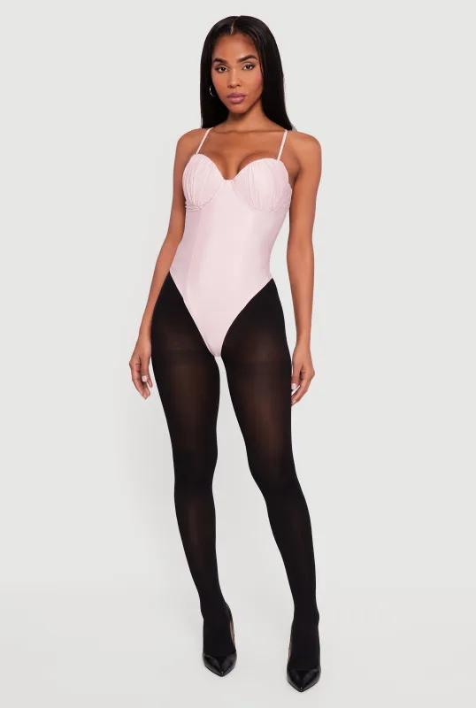 Solid Ruched Corset Bodysuit sold by Rainbow