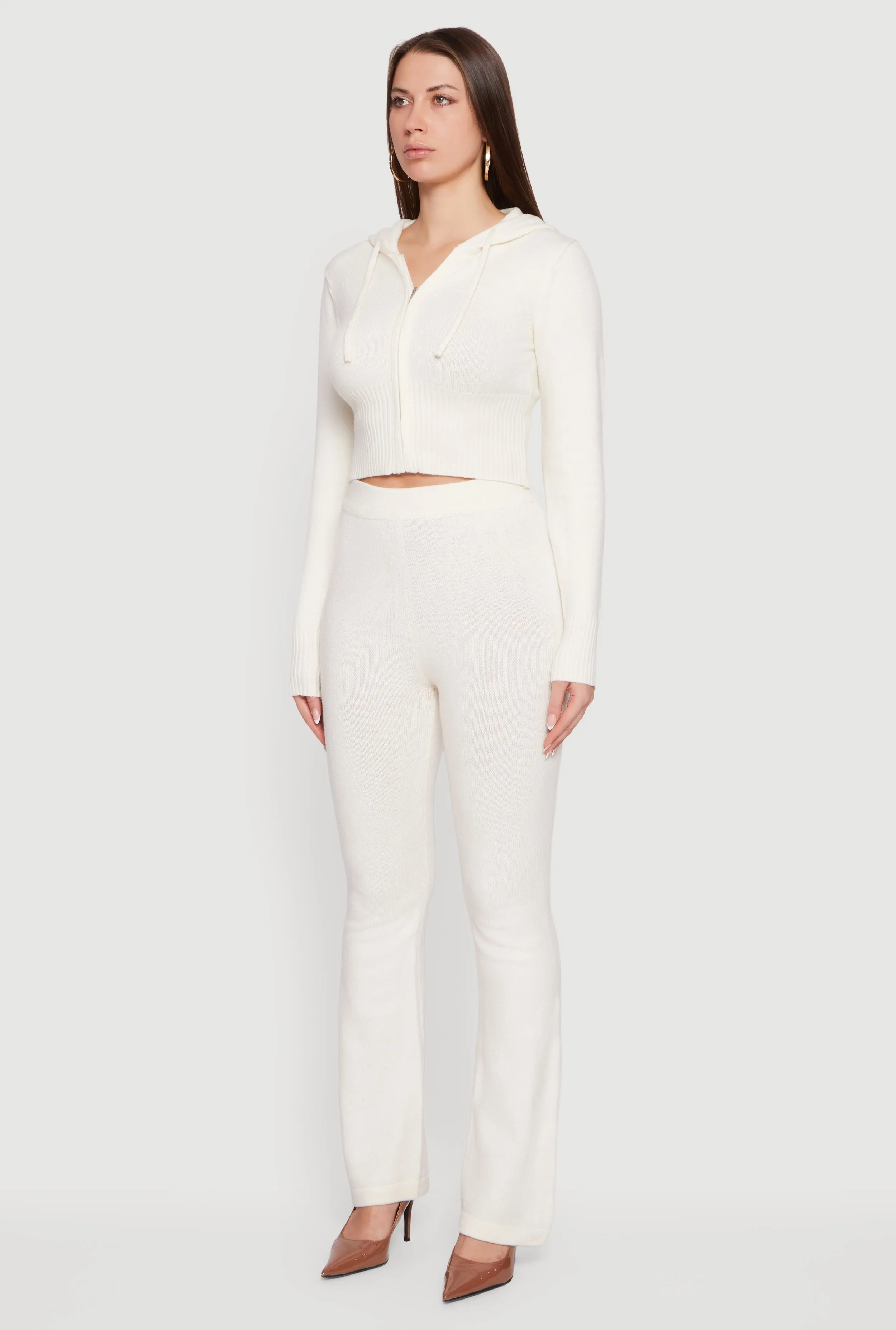 Cropped Hooded Zip Front Sweater sold by Rainbow product image thumbnail 5