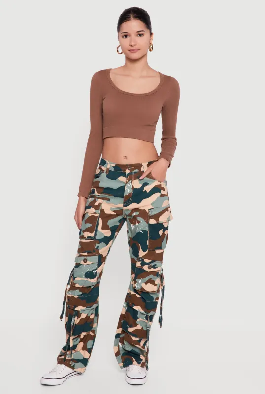Camo Twill Straight Leg Utility Pants sold by Rainbow