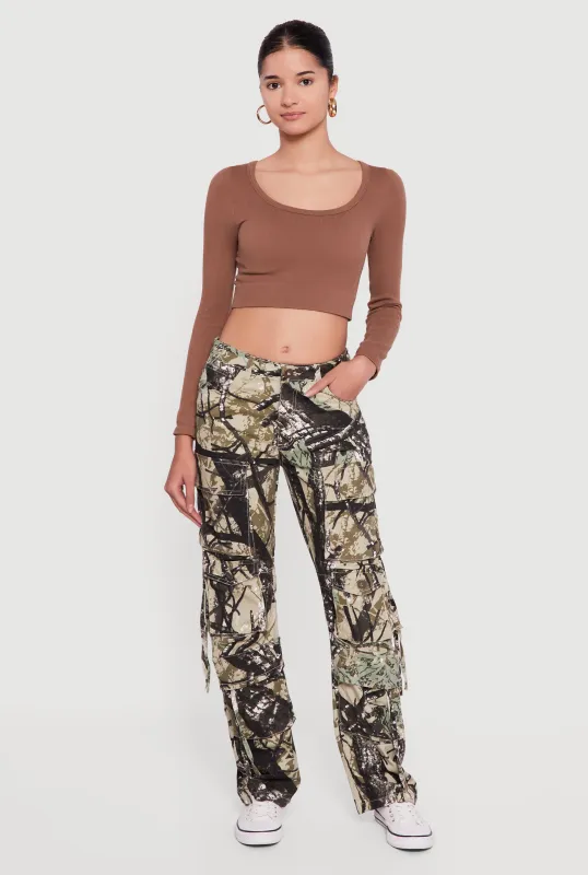 Camo Twill Straight Leg Utility Pants sold by Rainbow