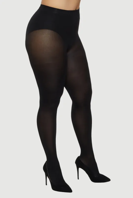 Plus Size Chic Opaque Footed Tights sold by Rainbow