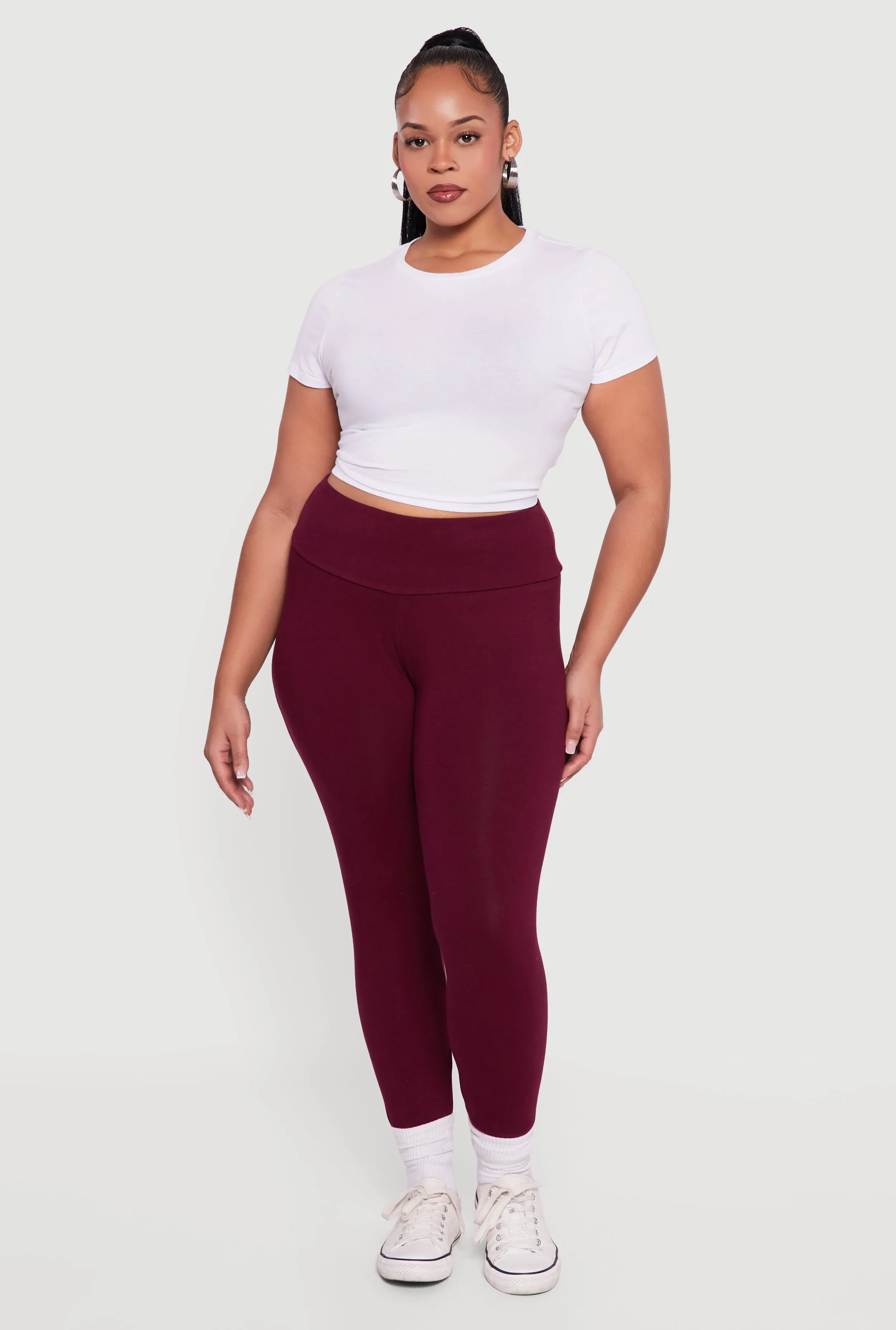 Plus Size Casual High Waisted Leggings sold by Rainbow