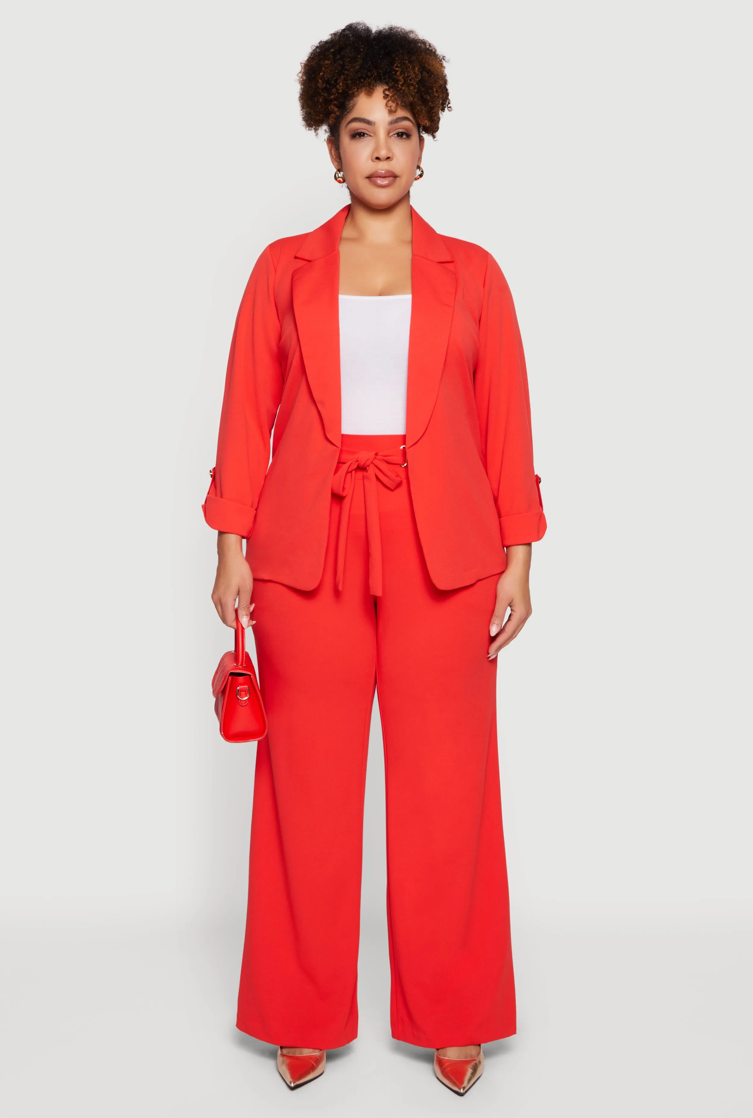 Plus Size Crepe Knit Drawstring Detail Wide Leg Pants sold by Rainbow product image thumbnail 2