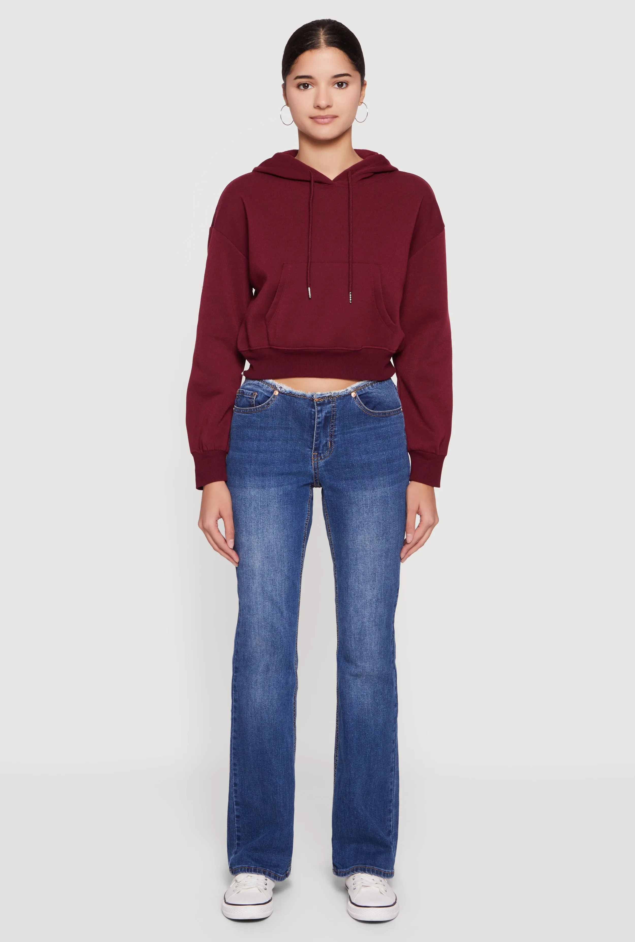 Kangaroo Pocket Cropped Pullover Hoodie sold by Rainbow product image thumbnail 3