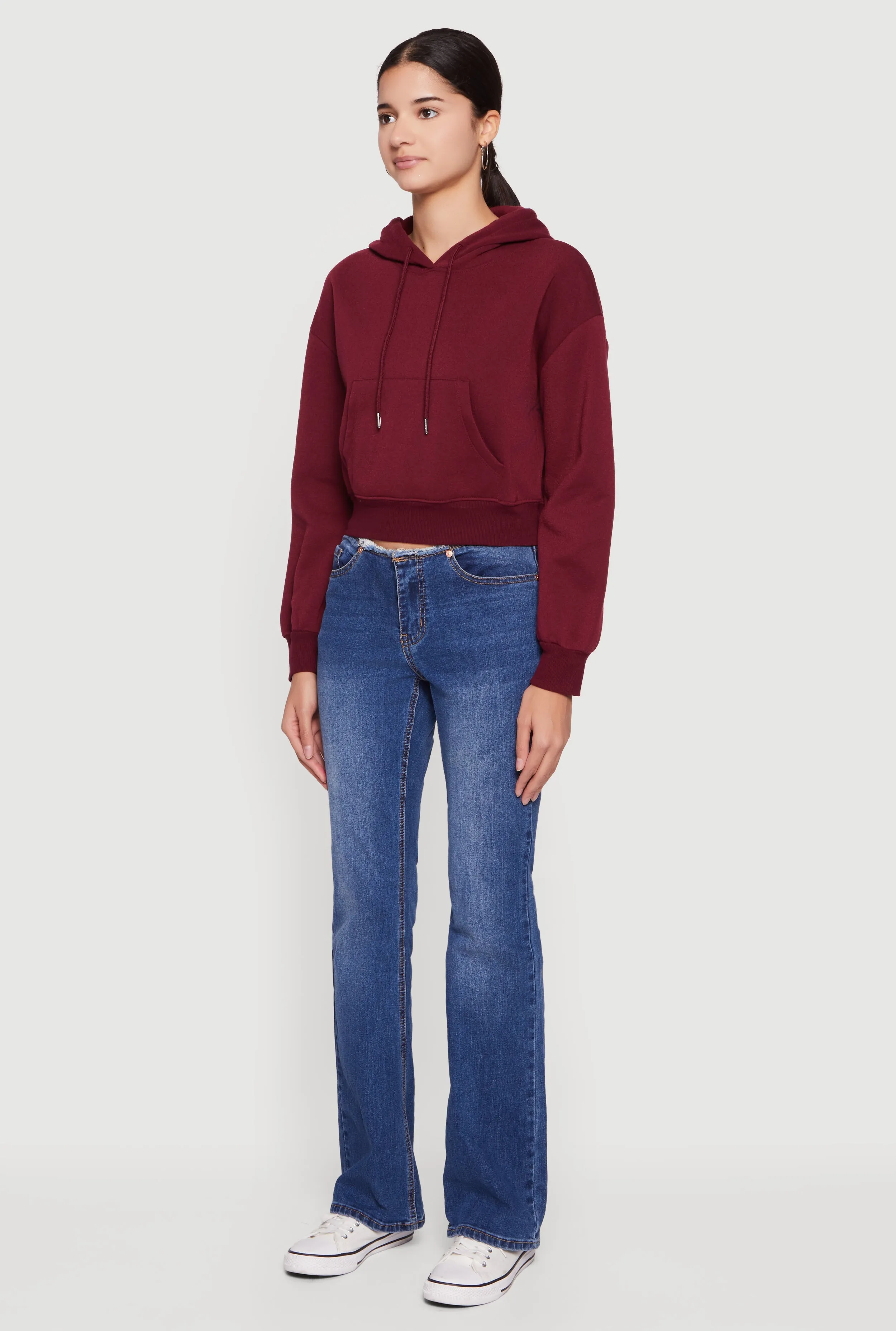 Kangaroo Pocket Cropped Pullover Hoodie sold by Rainbow product image thumbnail 5