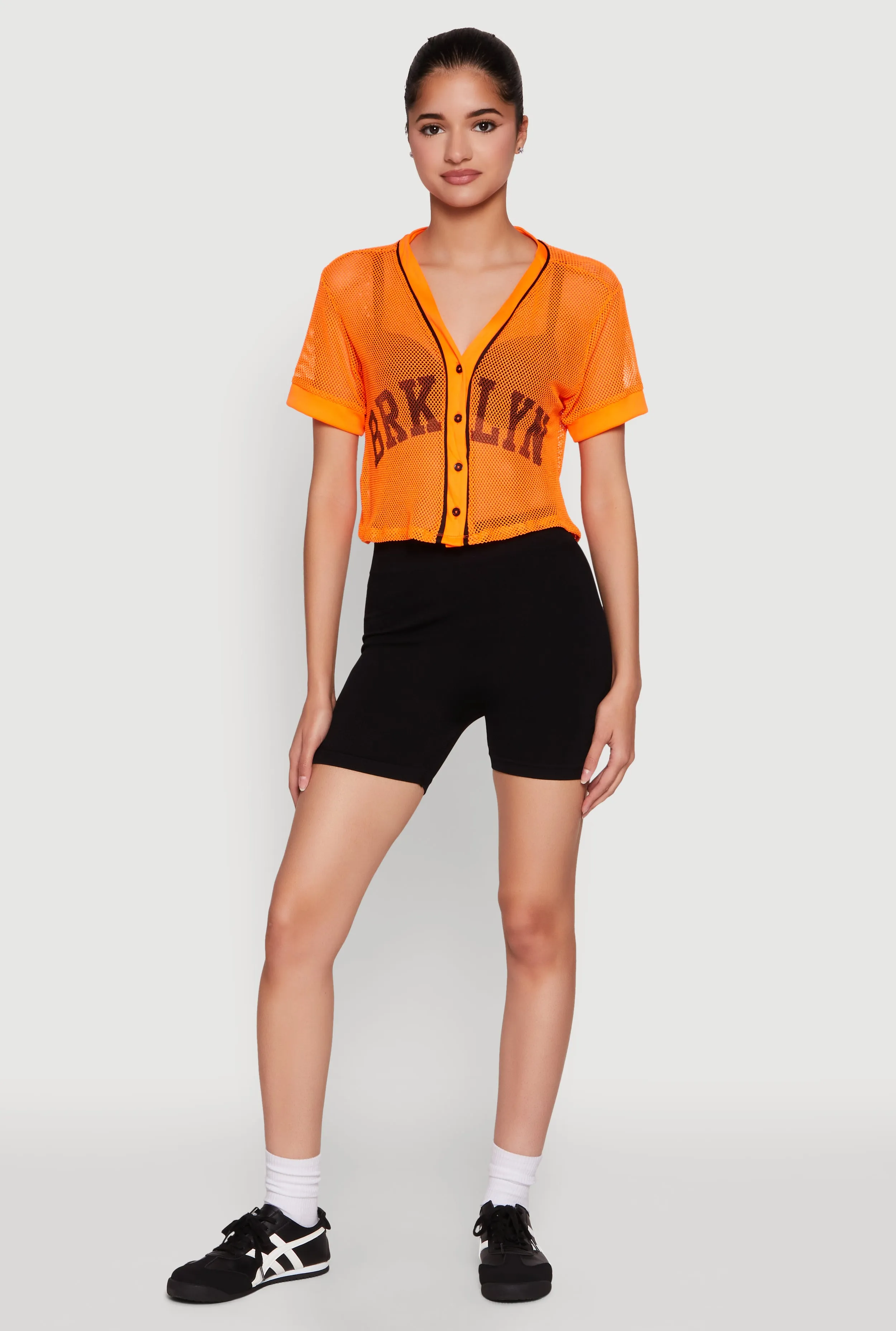 Fishnet Brklyn Graphic Cropped Baseball Shirt sold by Rainbow product image thumbnail 4