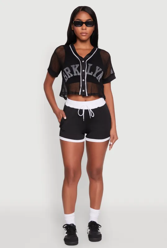 Fishnet Brklyn Graphic Cropped Baseball Shirt sold by Rainbow
