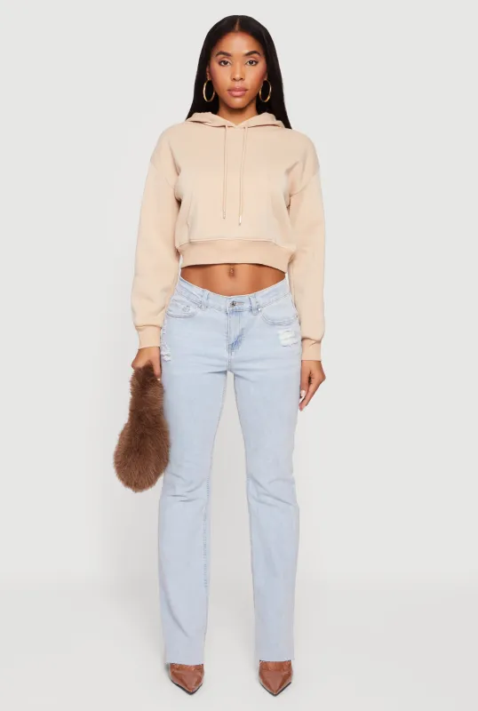 Kangaroo Pocket Cropped Pullover Hoodie sold by Rainbow