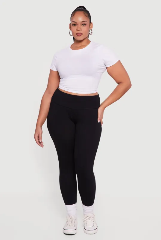 Plus Size Casual High Waisted Leggings sold by Rainbow