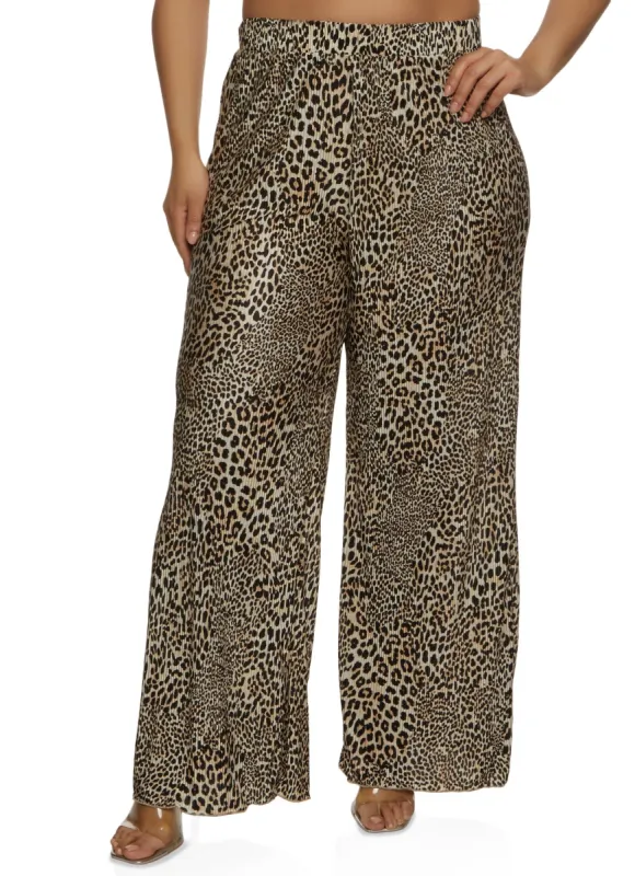 Plus Size Plisse Patterned Palazzo Pants sold by Rainbow