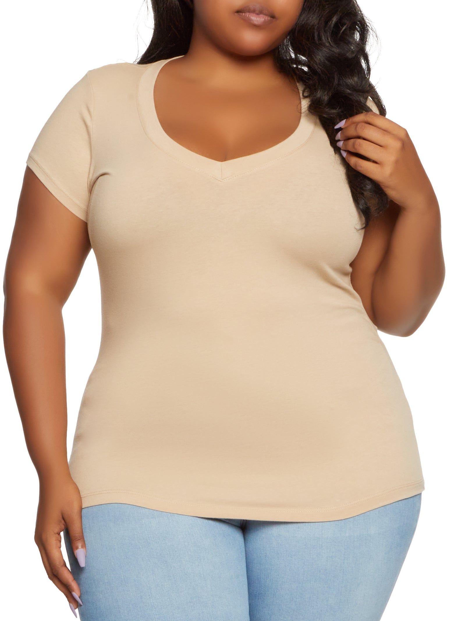 Plus Size V Neck Tee sold by Rainbow