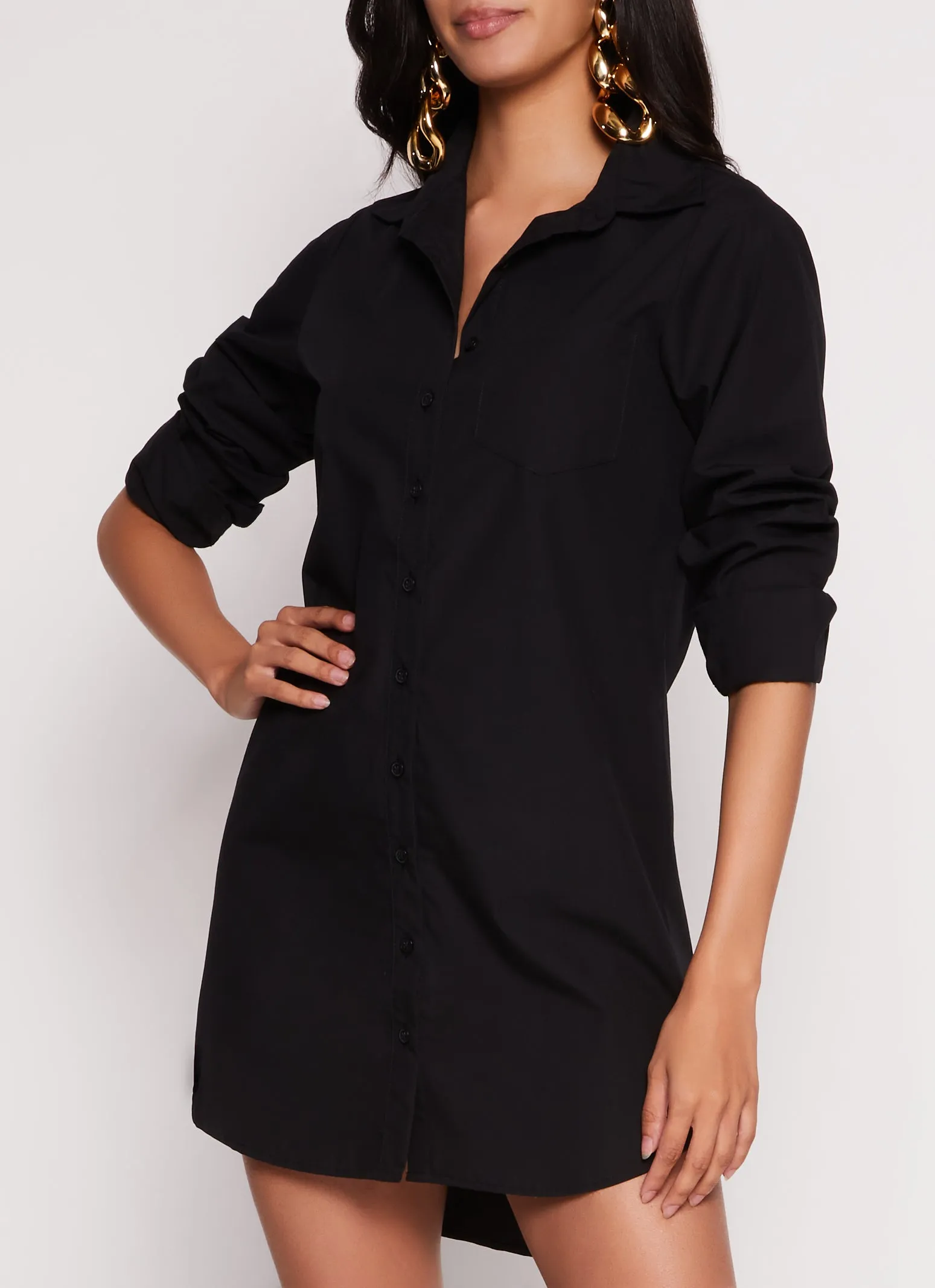 Long Sleeve Mini Shirt Dress sold by Rainbow