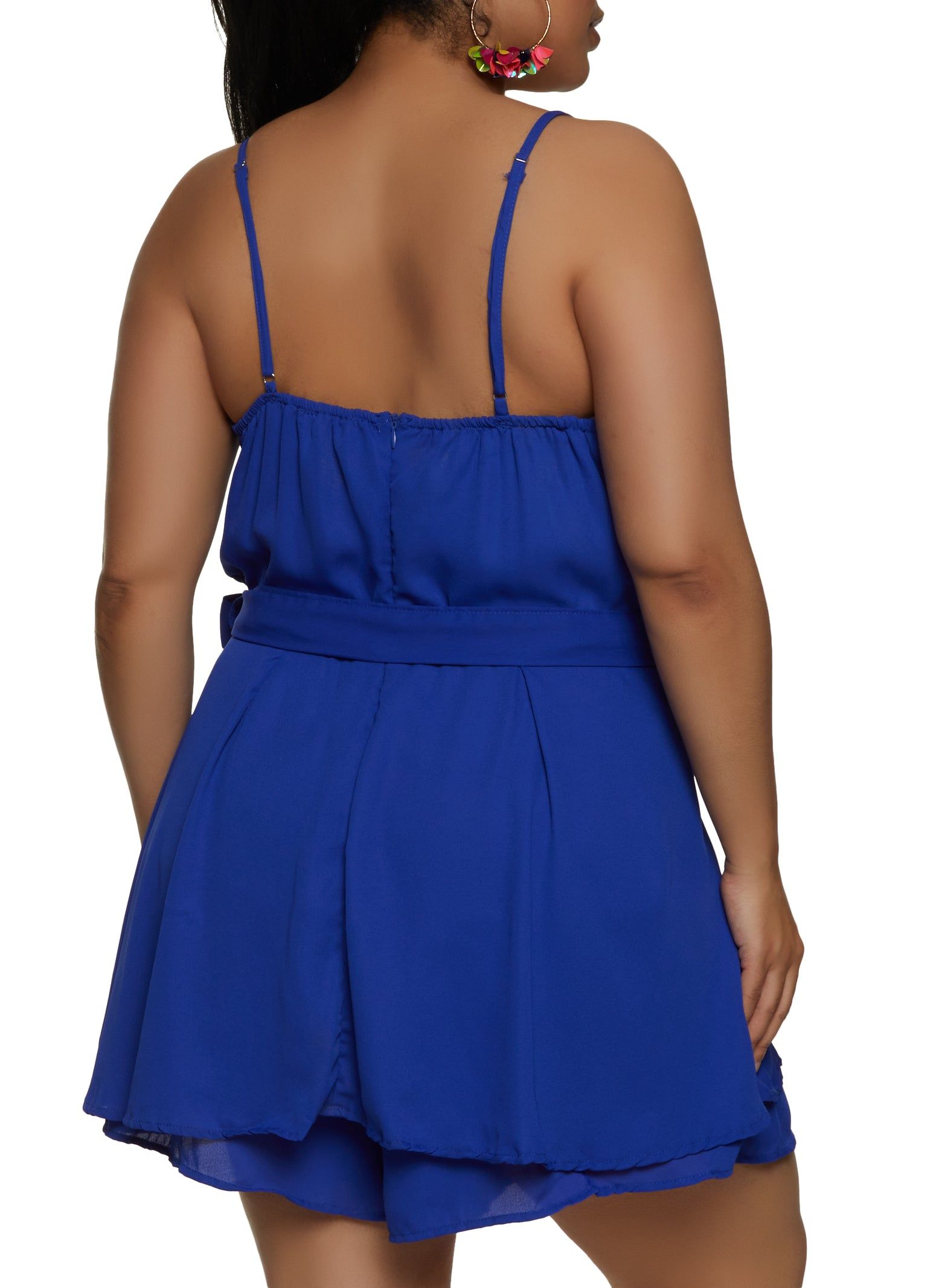 Plus Size Solid Tie Waist Faux Wrap Romper sold by Rainbow product image thumbnail 2