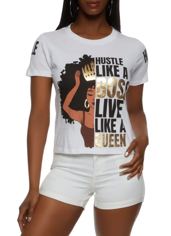 Hustle Like A Boss Foil Graphic Tee sold by Rainbow