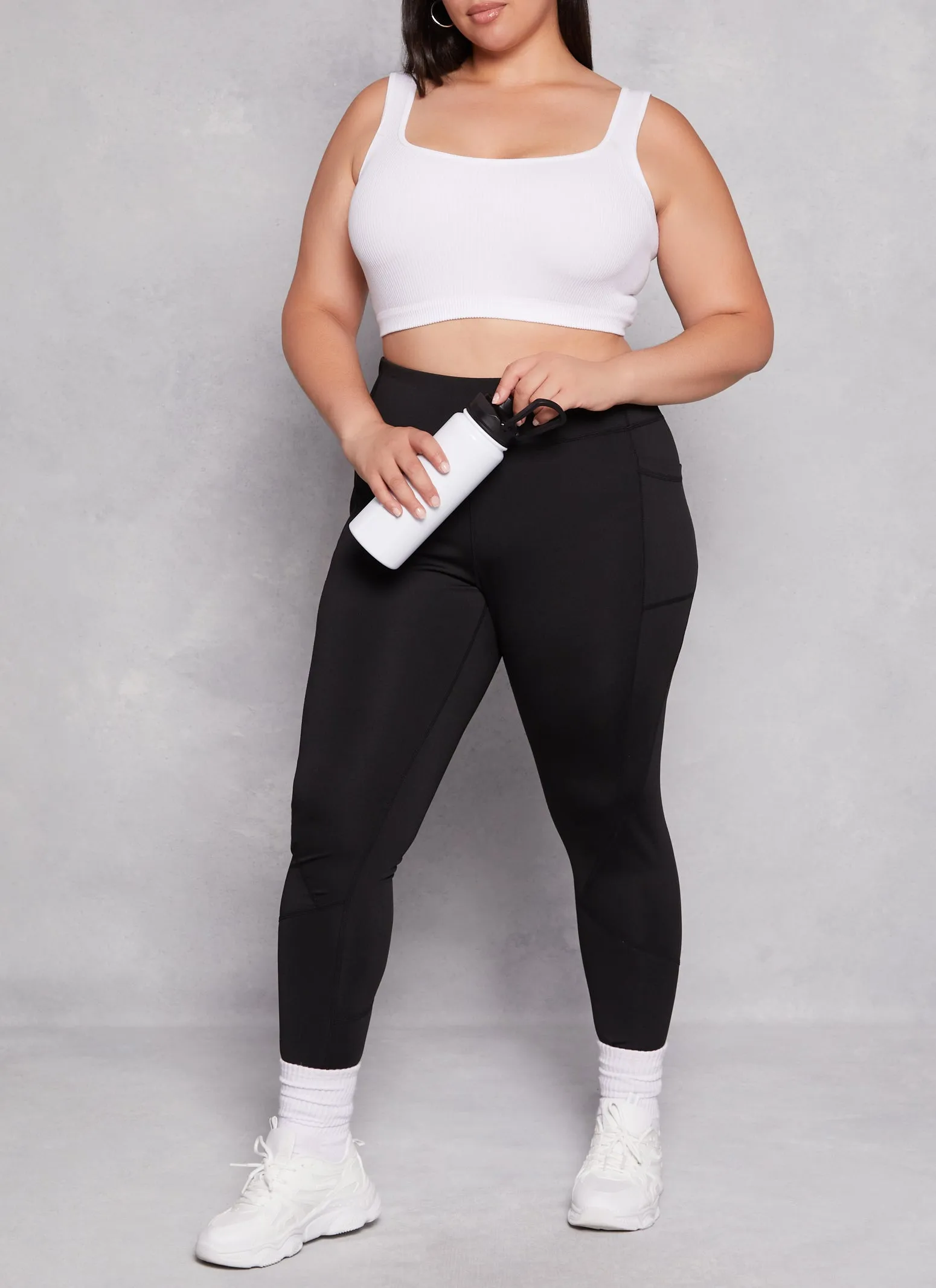 Plus Size Side Pocket High Waist Leggings sold by Rainbow