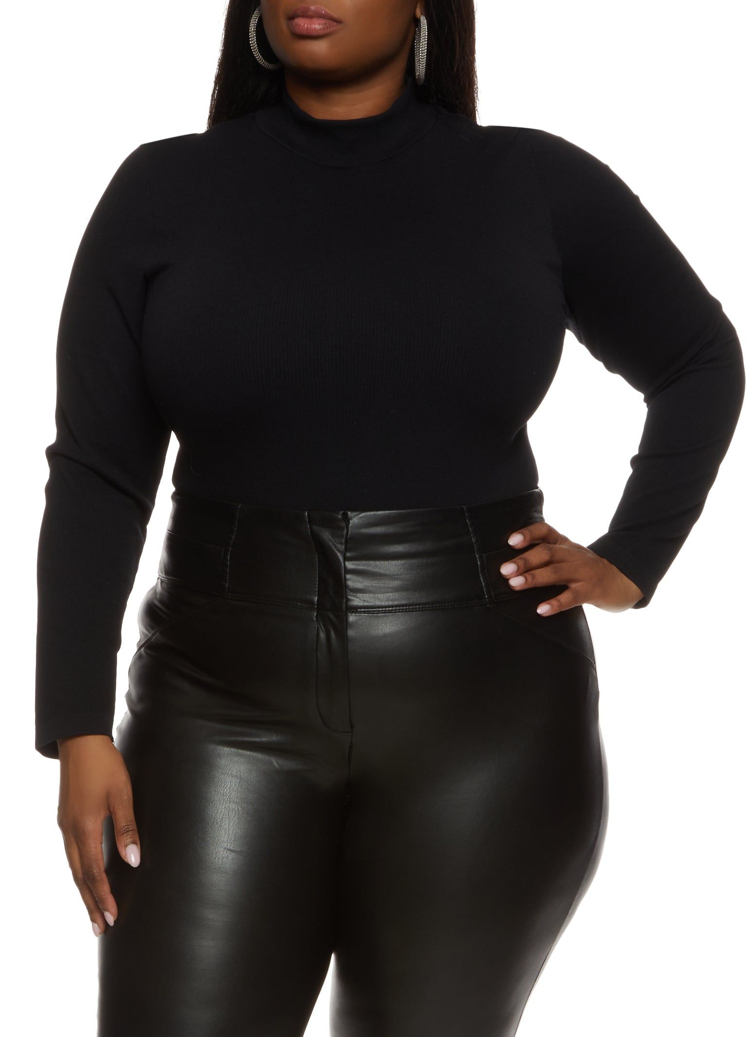 Plus Size Long Sleeve Mock Neck Bodysuit sold by Rainbow product image thumbnail 2