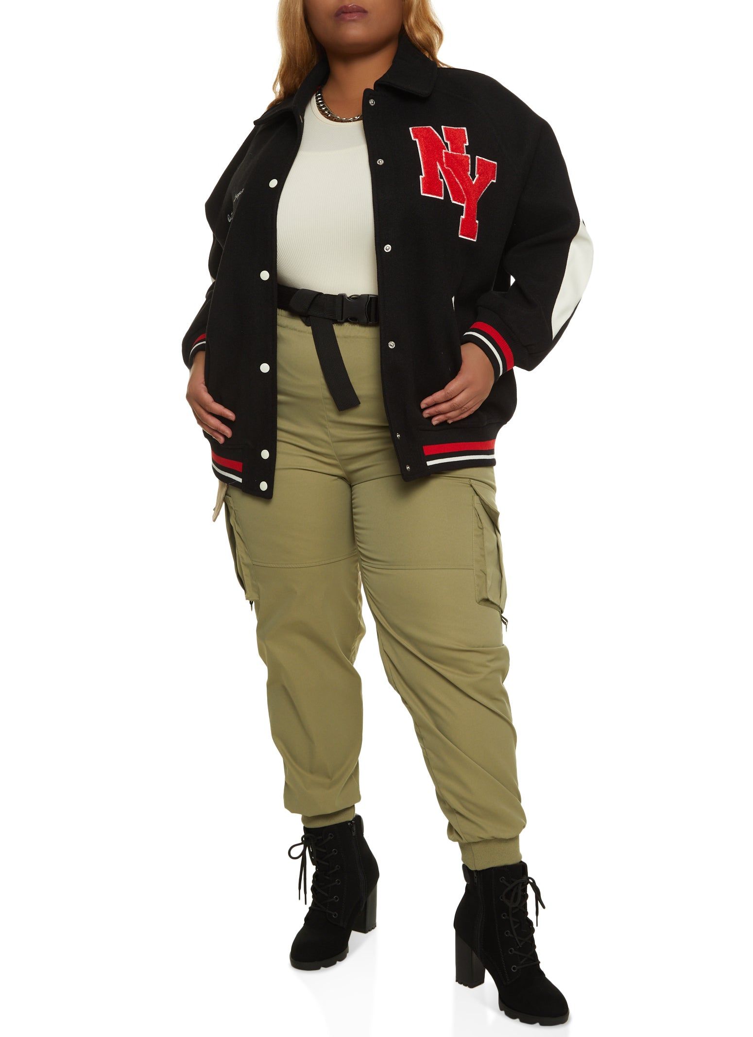 Plus Size Belted High Waist Cargo Joggers sold by Rainbow product image thumbnail 2