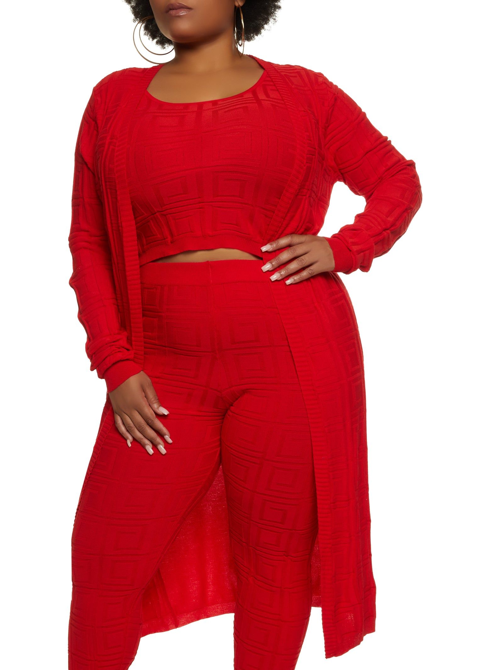 Plus Size Geo Knit Duster sold by Rainbow