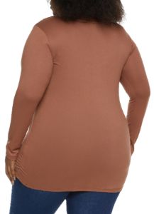Plus Size Button Detail Cut Out Long Sleeve Top sold by Rainbow