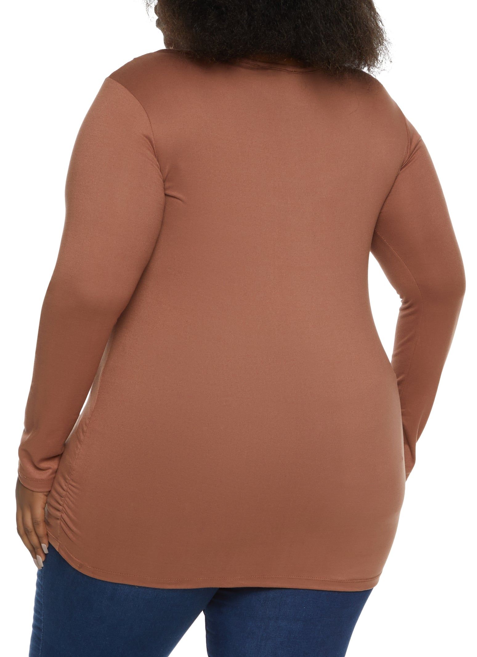 Plus Size Button Detail Cut Out Long Sleeve Top sold by Rainbow product image thumbnail 2