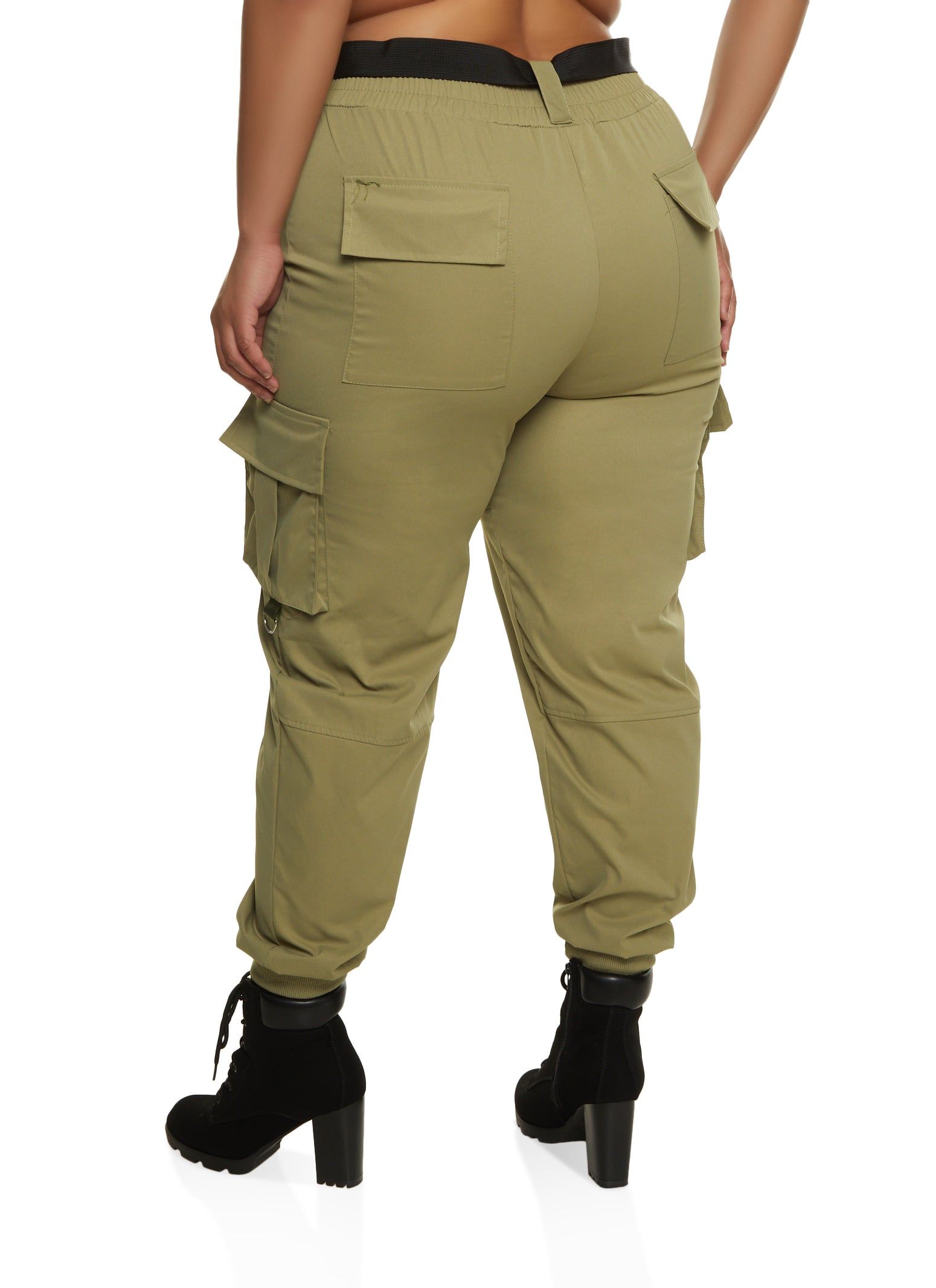 Plus Size Belted High Waist Cargo Joggers sold by Rainbow product image thumbnail 3