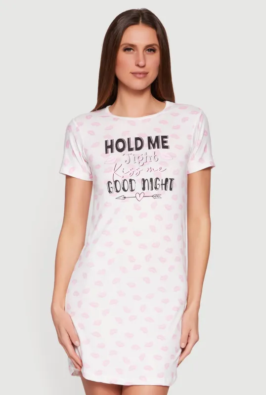 Hold Me Tight Kiss Me Good Night Sleepshirt sold by Rainbow