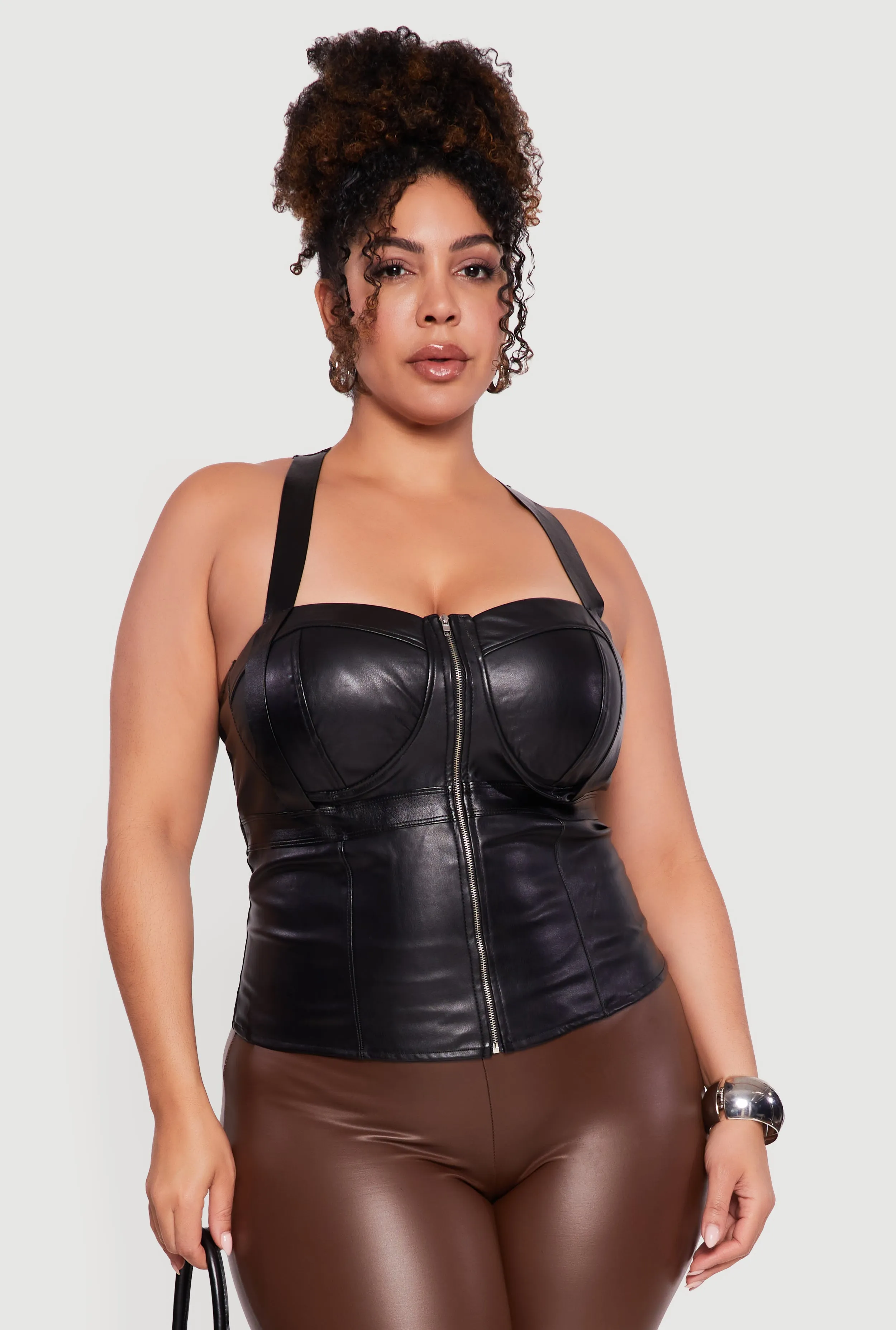 Plus Size Faux Leather Cut Out Racerback Bustier Top sold by Rainbow product image thumbnail 2