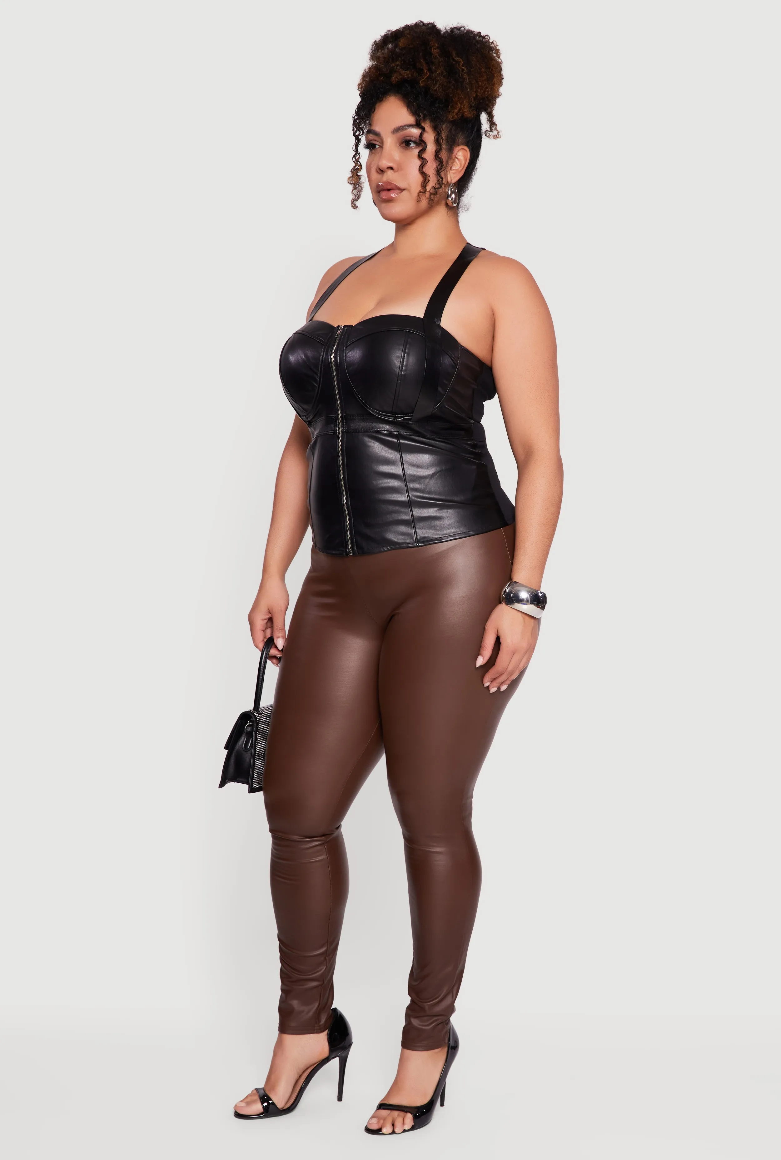 Plus Size Faux Leather Cut Out Racerback Bustier Top sold by Rainbow product image thumbnail 3