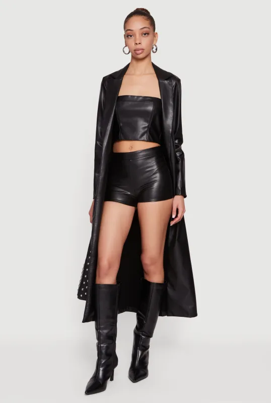 Faux Leather Mid Rise Micro Shorts sold by Rainbow