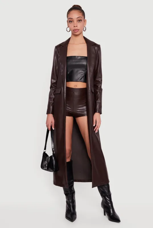 Faux Leather Open Front Coat sold by Rainbow