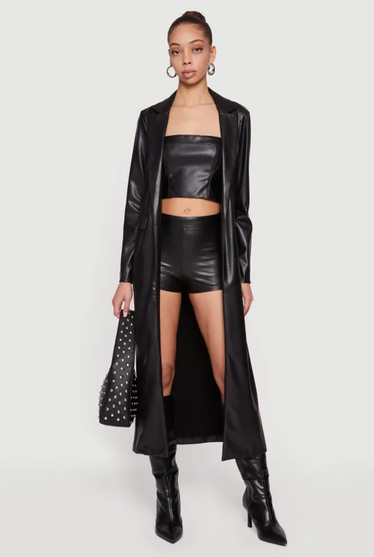 Faux Leather Open Front Coat sold by Rainbow
